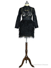 Black Formal Celebrity Dresses Sheath Long Sleeves