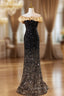 Black Gold Sequins Mermaid Evening Prom Dress