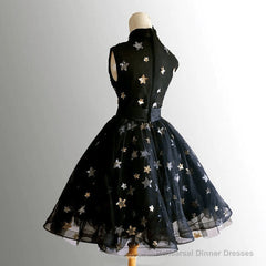 Black High Neckline Short Tulle Prom Dress Black Homecoming Dress Formal Dress prom dresses shops