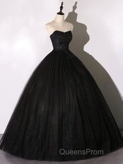 Black Long Evening Prom Dress, Black Lace Formal Evening Dress