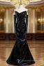 Black Mermaid Strapless Long Sleeve Pleats Evening Prom Dress