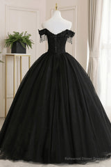 Black Off Shoulder Sweet 16 Formal Dress with Lace Black Formal Dress prom dresses shops