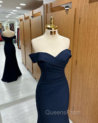 Black Off-the-shoulder Sweetheart Sleeveless Long Mermaid Evening Prom Dress
