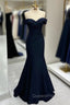Black Off-the-shoulder Sweetheart Sleeveless Long Mermaid Evening Prom Dress