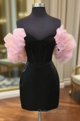 Black Off the Shoulder Velvet Tight Homecoming Dress