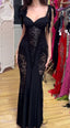 Black Classy Prom Dress, Lace Mermaid Classy Evening Birthday Dress