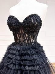 Black Red Purple Lace Evening Prom Dress, Black Red Purple Lace Evening Dress