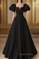 Black Satin Long Party Dress Evening Prom Dress A-line Black Evening Dress Evening Prom Dress shops