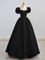 Black Satin Long Classy Prom Dress, Black Prom Dress
