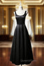 Black Satin Straps Black Short Evening Prom Dress