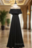 Black Scoop Neck Beading Evening Prom Dress