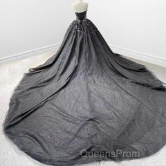 Black Strapless Dress Sweetheart Tulle Quinceanera Dress