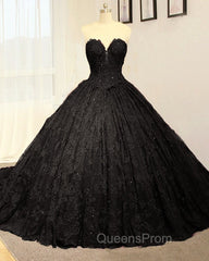 Black Sweetheart Lace Wedding Dress Ball Gown