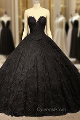 Black Sweetheart Lace Wedding Dress Ball Gown