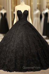 Black Sweetheart Lace Wedding Dress Ball Gown
