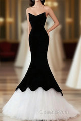 Black Sweetheart Mermaid Tulle Evening Prom Dress