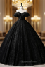 Black Tulle Sequins Off the Shoulder Quinceanera Dress