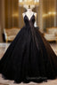 Black Tulle Sequins V-neck Quinceanera Dress