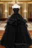 Black Tulle Spaghetti Straps Evening Prom Dress
