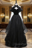 Black Tulle Strapless Evening Prom Dress Detachable Neck