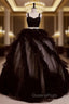 Black Tulle Straps Sequins Quinceanera Dress