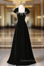 Black Velvet Bead Crystal Evening Prom Dress