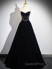 Black Velvet Floor Length Evening Prom Dress, Off The Shoulder A-Line Evening Party Dress
