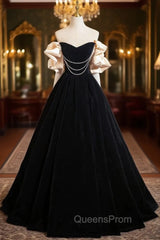 Black Velvet Strapless Evening Prom Dress