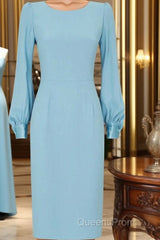 Blue Long Sleeve Short Homecoming Dress