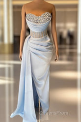 Blue Mermaid Sheer Corset Split Dress