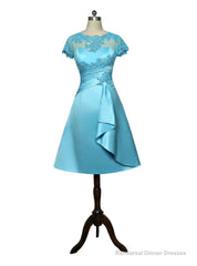 Blue Mother Of The Bride Dresses A-line Cap Sleeves Appliques