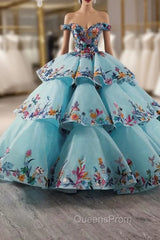 Blue Off the Shoulder Colorful Sequins Evening Prom Dress
