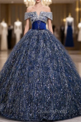 Blue Off the Shoulder Quinceanera Dress