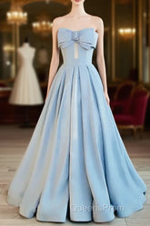 Blue Satin Long A-line Party Dress Evening Prom Dress Blue Floor Length Evening Dress Evening Prom Dress shops