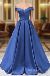 Blue Satin Sweetheart Long Wedding Party Dress Blue Evening Dress Evening Prom Dress shops