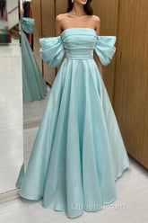 Blue Tulle Floor Length Evening Prom Dress, Beautiful A-Line Formal Evening Dress