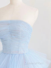 Blue tulle long Evening Prom Dress, blue tulle evening Dress