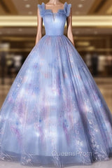 Blue Tulle Sequins Pleats Off the Shoulder Quinceanera Dress