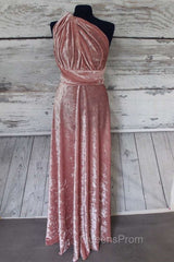 Blush Pink Velvet Infinity Convertible Bridesmaid Dress