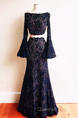 Boho Chic Mermaid Two Piece Lace Evening Prom Dress