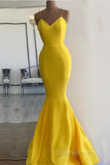 Bright Yellow Mermaid Satin Dress