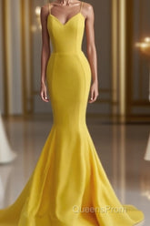 Bright Yellow Mermaid Satin Dress