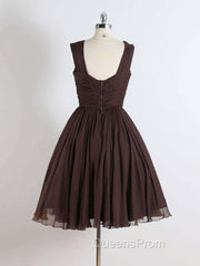 Brown A-Line Short Evening Prom Dress, Brown Short Evening Dress