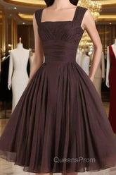 Brown A-Line Short Evening Prom Dress, Brown Short Evening Dress