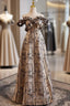Brown Off the Shoulder Sleeveless Evening Prom Dress