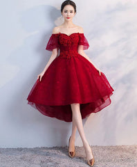 Burgundy Tulle Short Prom Dress Homecoming Dress