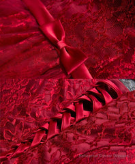 Burgundy A Line Lace Short Prom Dress, Burgundy Evening Dress