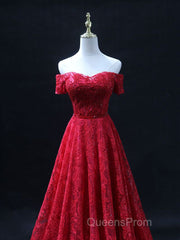 Burgundy A line lace tulle beads long Evening Prom Dress, burgundy bridesmaid Dress