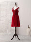Burgundy Chiffon Lace Short Prom Dress Burgundy Homecoming Dress