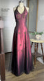 Vintage Fuchsia Halter-Neck A-Line Beaded Chiffon Long Classy Prom Dress Classy Evening Gown